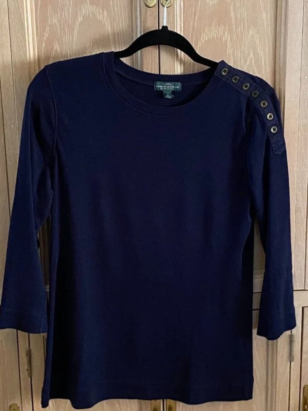 Ralph Lauren Women’s M Navy 100% Cotton Button Shoulder Top